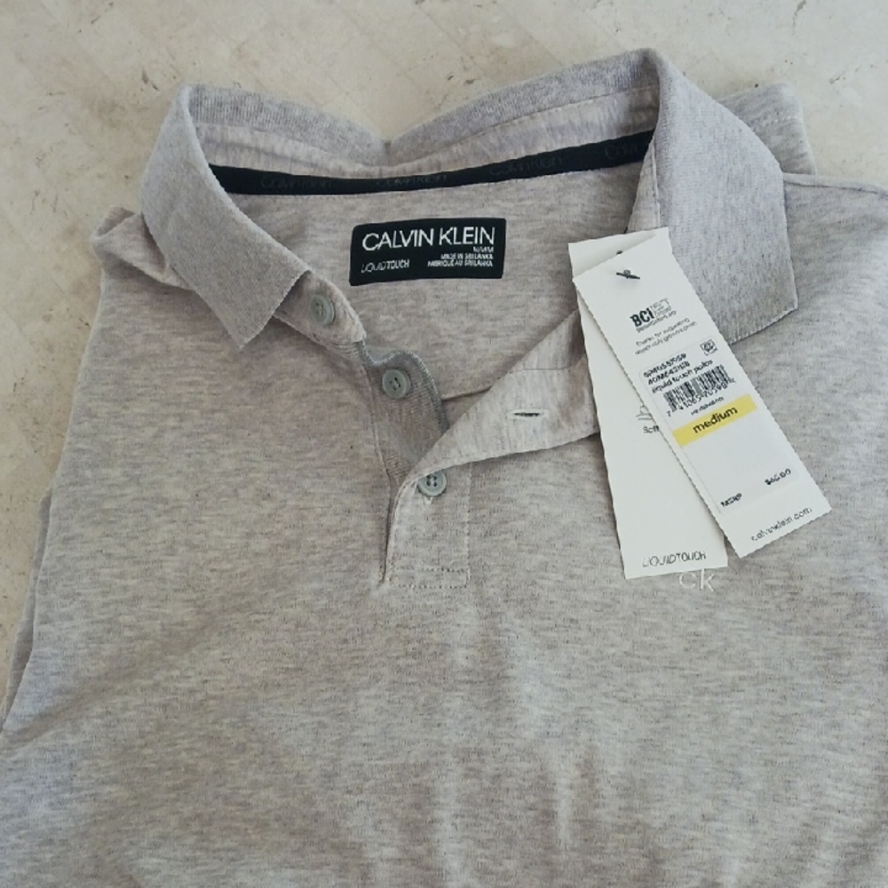Mens Polo Shirt,Calvin Klein "Liquid Touch",size M...Sandshell Heather,New/tags